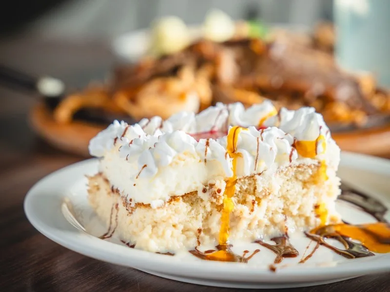 Tres leches cake at El Jinete Athens